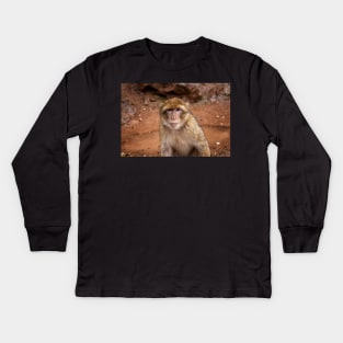 Barbary Macaque Monkey Kids Long Sleeve T-Shirt